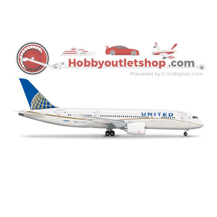 Schaal 1:200 HERPA United Airlines Boeing 787-8 Dreamliner Reg. N20904 Art Nr. 555616 #54
