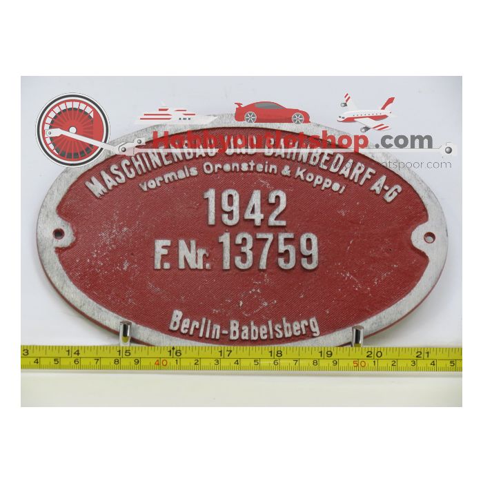 EisenbahnSchild O&K 13759 DRB 86 744 1942			