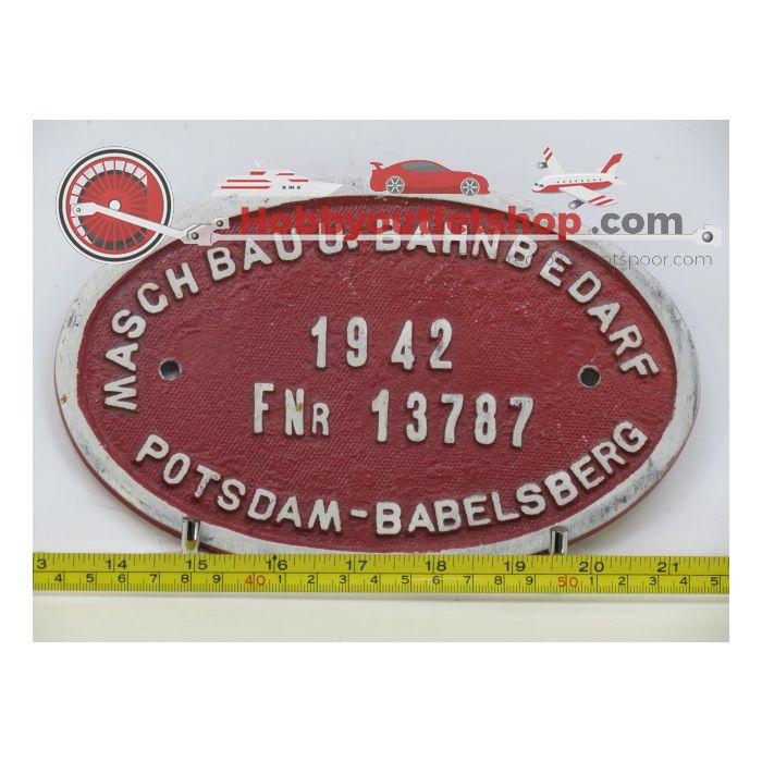 EisenbahnSchild Maschbau. Bahnbedarf Potsdam- Babelsberg Fnr 13787 1942