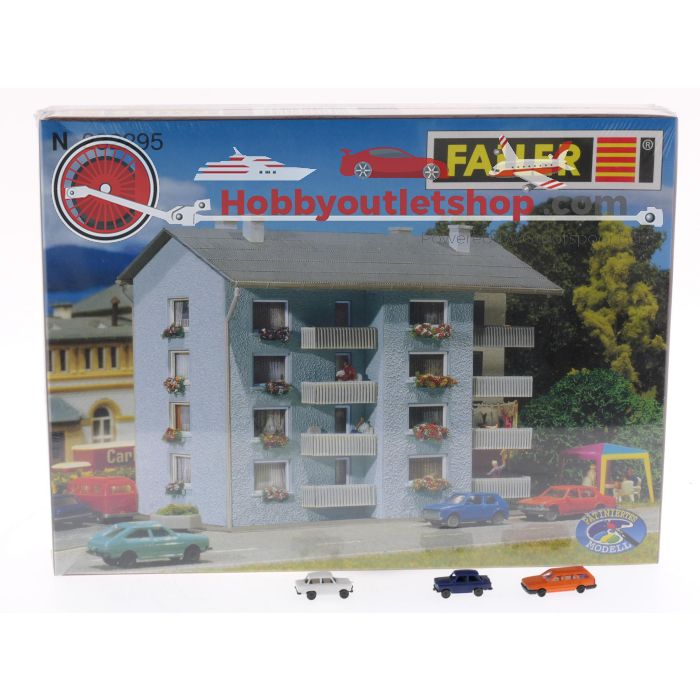 Schaal N Faller 232295 flatgebouw met 3 auto's #5514