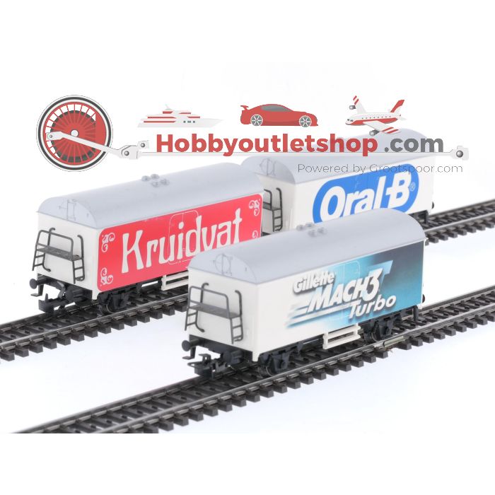 Schaal H0 Märklin 29159 wagonnen set Kruitvat, Gillette, Oral-b/Duracell van de NS #5581