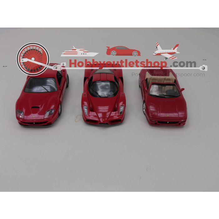 Schaal 1:18 set Anson Ferrari 550 Maranello - Hotwheels Ferrari Enxo - Hotwheels Ferrari F355 #3249