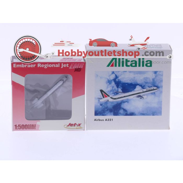 Schaal 1:500 Herpa 508636 Airbus A321 Alitalia Airlines en Herpa 512336 Alitalia Express JXS503 #4634