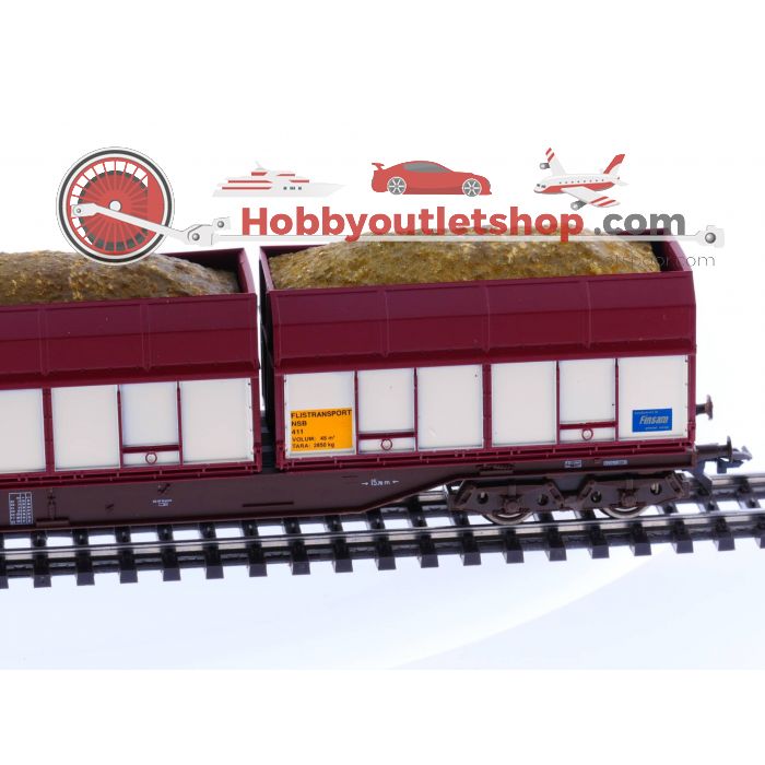 Schaal H0 NMJ 505.401 NSB Containertragwagens houtsnippercontainers #2165