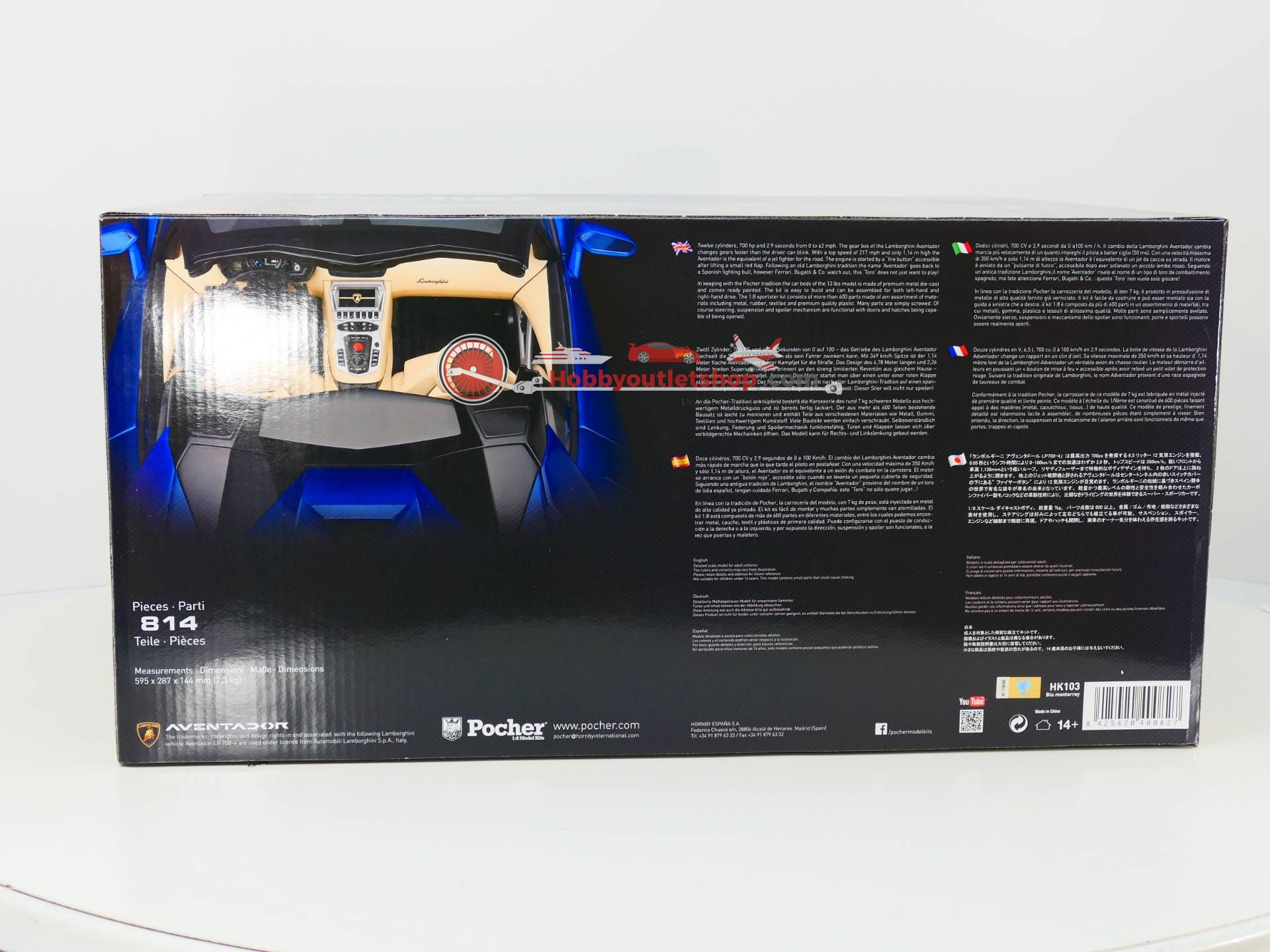 Scale 1:8 Pocher Lamborghini Aventador Roadster LP-700-4 HK103