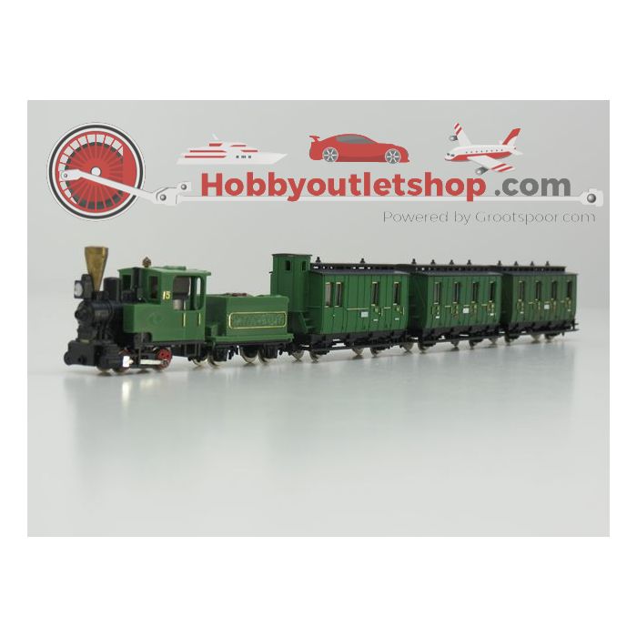 Schaal H0e Egger Bah treinset 1009 stoomlocomotief met tender 2x 2007 BC Rijtuig  en 2009 rijtuig met remhuis #236 - sku: 20210206123323 - Gebraucht - Guter Zustand - Bild 1