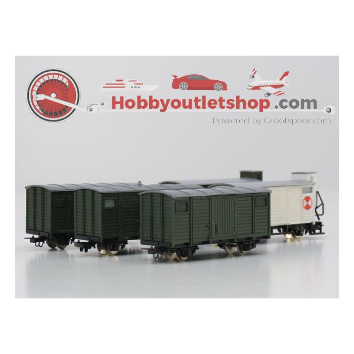 Schaal H0e Egger Bah 2x 2305 wagen met remhuis (groen en wit) 3x 2304 gesloten goederenwagens #237 - sku: 20210206125451 - Gebraucht - Guter Zustand - Bild 1