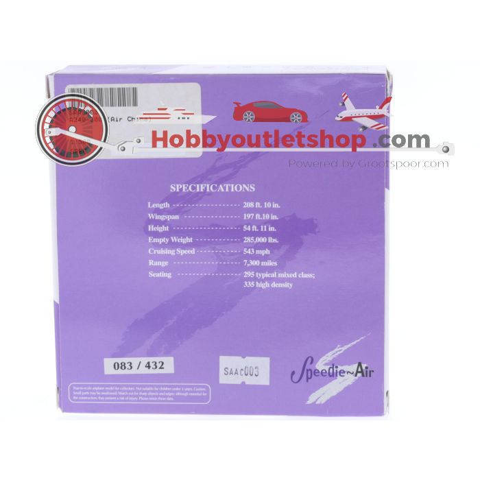Schaal 1:500 Speedie~Air SAAC003 Air China Airbus A340-300 Reg. B-2388 #7400 - sku: 20250403114351 - Gebruikt - Zo goed als nieuw - Afbeelding 2