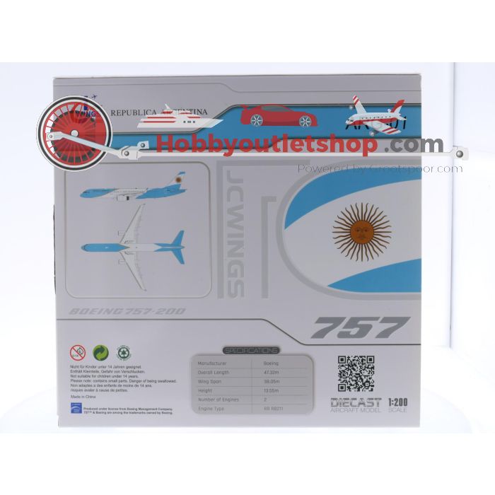 Schaal 1:200 JC Wings LH2446 Boeing 757-200 Republica Argentina Reg. ARG-01 #7719 - sku: 20250606115712 - Gebruikt - Zeer goede staat - Afbeelding 10