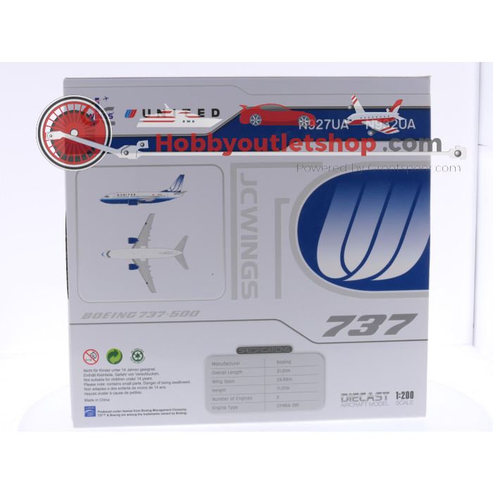 Schaal 1:200 JC Wings XX20243 Boeing 737-500 United Airlines Reg. N927UA #7722 - sku: 20250606023508 - Gebruikt - Zeer goede staat - Afbeelding 7