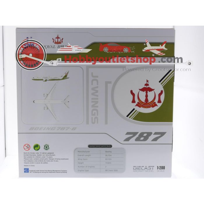 Schaal 1:200 JC Wings XX20264 Boeing 787-8 Dreamliner BBJ Brumei Reg. V8-OAS #7910 - sku: 20250715100019 - Nieuw - Afbeelding 3