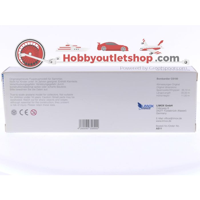 Schaal 1:200 Limox Wings AS11 Bombardier CS100 Reg. N/A #8003 - sku: 20250725094823 - Nieuw - Afbeelding 3
