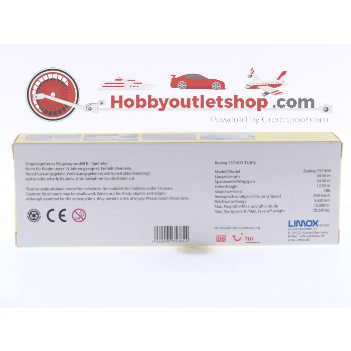 Schaal 1:200 Limox Wings/Hogan Wings HGTF01 Boeing 737-800 ICE livery DB Air One TUIfly Reg. D-ATUE #8057 - sku: 20250805121322 - Nieuw - Afbeelding 3