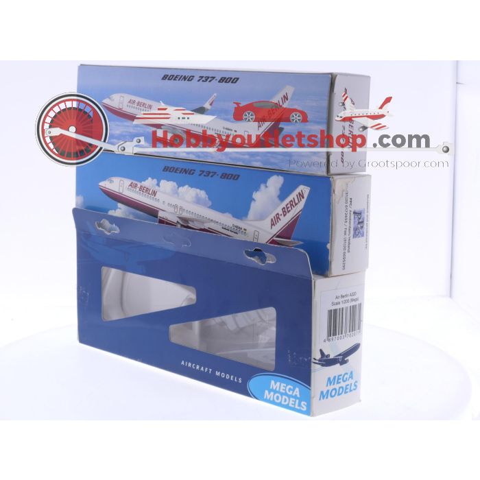 Schaal 1:200 PPC Holland en Mega Models set van 3 Air Berlin vliegtuigen Boeing 737-800 Reg. D-ABAH, Boeing 737-800 Reg. D-ABAN en Airbus A320 Reg. D-ABDX #8068 - sku: 20250806025507 - Nieuw - Afbeelding 2