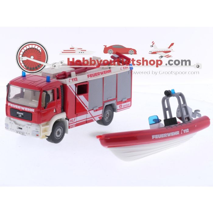 Schaal 1:55 Siku 2921, 3433, 3722 en 4115 set van 4 brandweer voertuigen met boot #8660 - sku: 20251204093828 - Gebruikt - Goede staat - Afbeelding 8