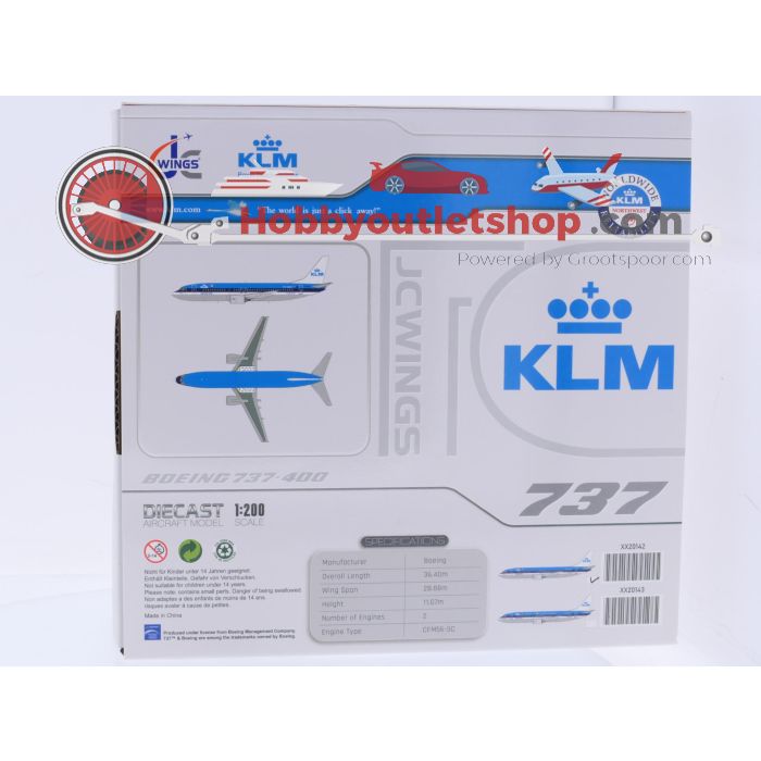 Schaal 1:200 JC Wings XX20142 Boeing 737-400 Royal Dutch Airlines Reg. PH-BDY #9154 - sku: 20260325100435 - Gebruikt - Zo goed als nieuw - Afbeelding 8