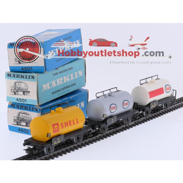 Schaal H0 Märklin 4501, 4501 en 4502 set van 3 ketelwagen Esso en Shell van de DB #9170 - sku: 20260331083440 - Gebruikt - Zeer goede staat - Afbeelding 2
