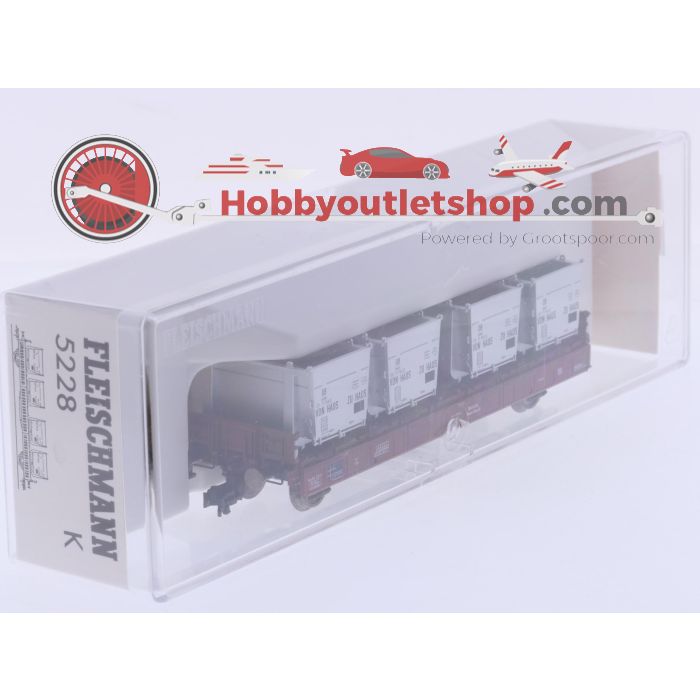 Schaal H0 Fleischmann NEW OLD STOCK 5228 K containerdraagwagen Rmms BTms 33 'von Haus zu Haus' van de DB #9479 - sku: 20260619032459 - Neu - Bild 2