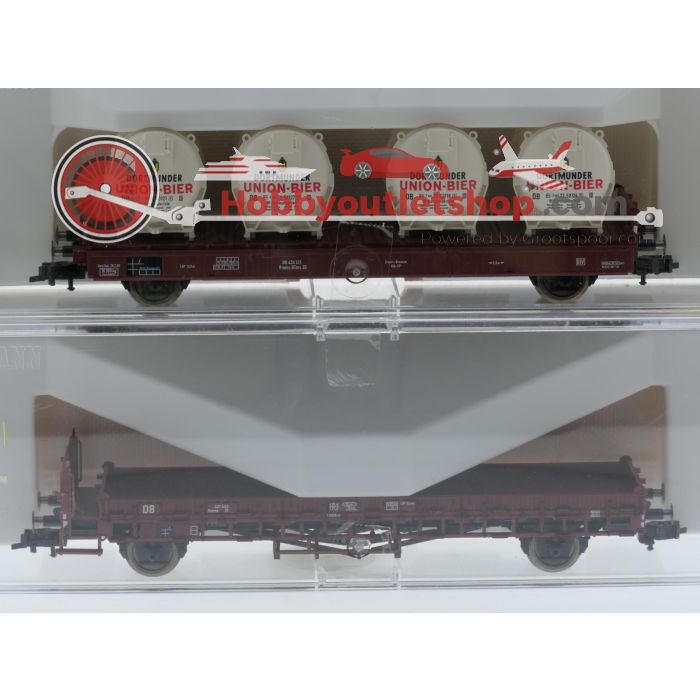 Schaal H0 Fleischmann 5223 K, 5223 K, 5230 en 5257 platte wagens set 4-delig van de DB #6972 - sku: 20260715011853 - Nieuw - Afbeelding 4