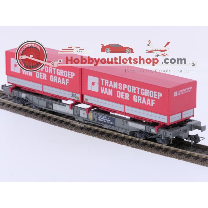 Schaal H0 Roco 46565 Taschenwagen met Transportgroep van der Graaf containers van de NS #9698 - sku: 20260717050204 - Gebruikt - Zeer goede staat - Afbeelding 2