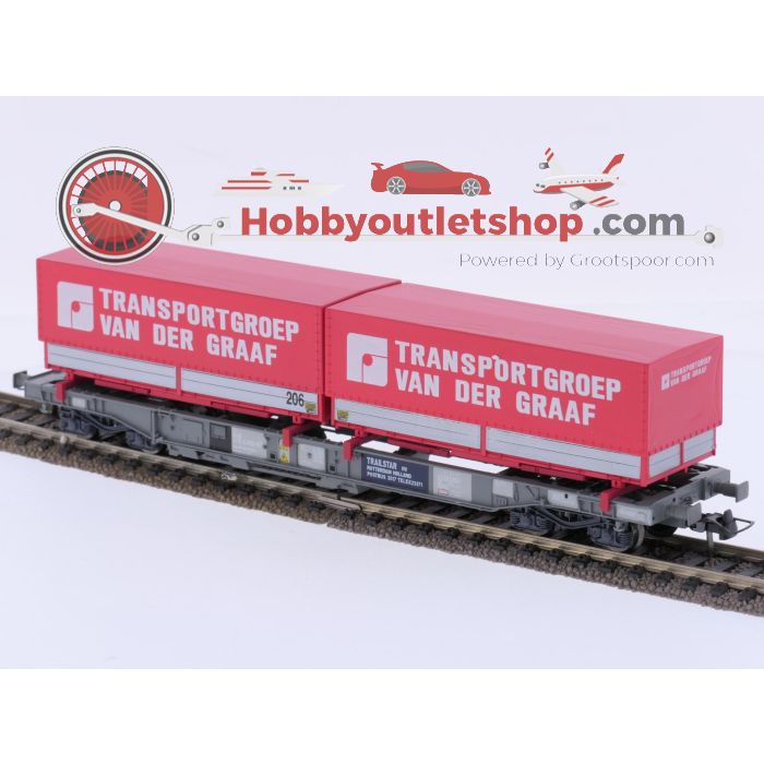 Schaal H0 Roco 46565 Taschenwagen met Transportgroep van der Graaf containers van de NS #9698 - sku: 20260717050204 - Gebruikt - Zeer goede staat - Afbeelding 4