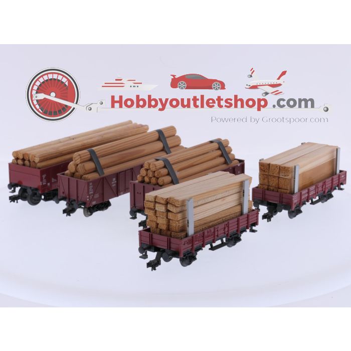 Schaal H0 Fleischmann set goederen wagens met houd als lading van de DB #9718 - sku: 20260724051623 - Used - Good condition - Photo 2