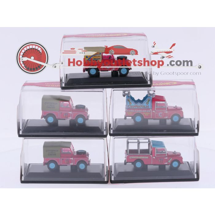 Schaal 1:76 Oxford CH024, CH025, CH028 en CH029 NEW OLD STOCK set van 5 Land Rovers circus Chipperfields #10067 - sku: 20260903114042 - Nieuw - Afbeelding 2