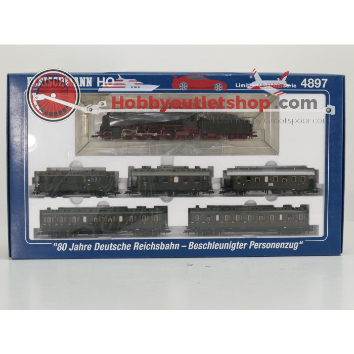 Schaal H0 Fleischmann NEW OLD STOCK COMPLETE SET 4897, 5875, 85 5865 k en 85 5866 k stoomlocomotief BR 39 met personenrijtuigen en goederenwagons van de DRG #9440 - sku: 20260612021405 - Nieuw - Afbeelding 2