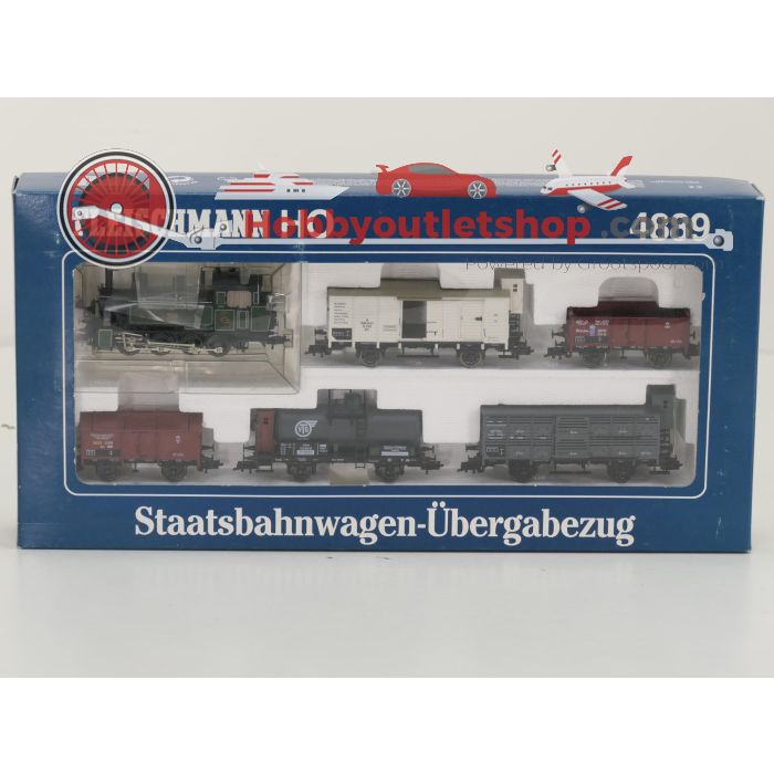 Schaal H0 Fleischmann NEW OLD STOCK COMPLETE SET 4889, 5840K, 5841K en 5843K stoomlocomotief GtL4/4 met goederenwagons van de K.Bay.Sts.B. #9444 - sku: 20260612052007 - New - Photo 2