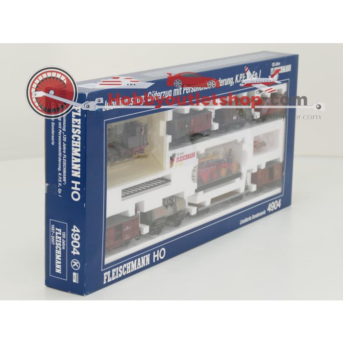 Schaal H0 Fleischmann NEW OLD STOCK COMPLETE SET 4904 Jubiläumszug: Güterzug mit Personenbeförderung van de KPEV #9448 - sku: 20260617095859 - New - Photo 2