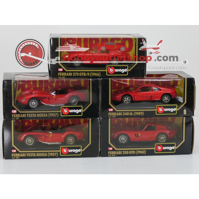 Schaal 1:24 Bburago 1507, 1507, 1510, 1511 en 1539 set van 5 Ferrari's (Testarossa, 250 GTO, 275 GTB/4 en 348 tb) #9645 - sku: 20260709015153 - Gebruikt - Zeer goede staat - Afbeelding 18