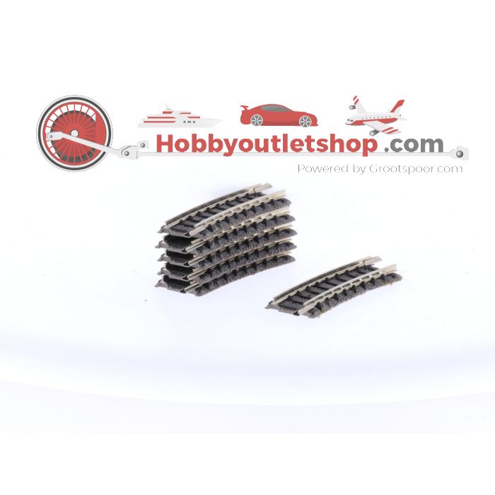 Schaal N Fleischmann 9122 gebogen rails R1    Radius 192 mm 15 graden 6st #1495 - sku: 20220211041644 - Gebruikt - Goede staat - Afbeelding 2