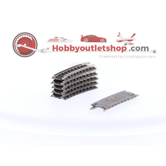 Schaal N Fleischmann 9122 gebogen rails R1    Radius 192 mm 15 graden 6st #1495 - sku: 20220211041644 - Gebruikt - Goede staat - Afbeelding 3