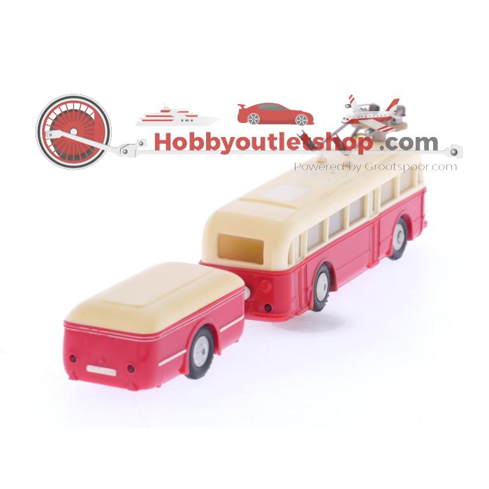 Schaal H0 Eheim 6102 (Brawa) trolleybus crème-rood met aanhnager #5884 - sku: 20240814042758 - Gebruikt - Zeer goede staat - Afbeelding 3