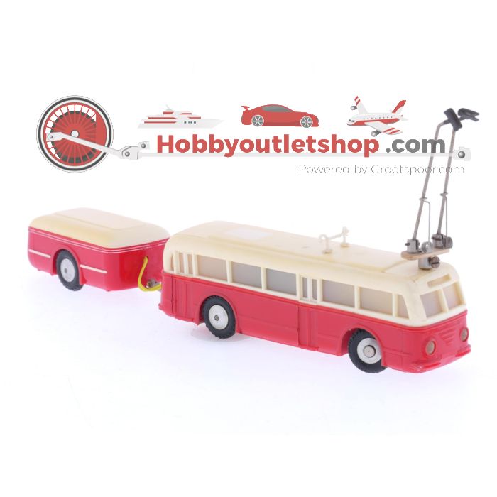 Schaal H0 Eheim 6102 (Brawa) trolleybus crème-rood met aanhnager #5884 - sku: 20240814042758 - Gebruikt - Zeer goede staat - Afbeelding 4