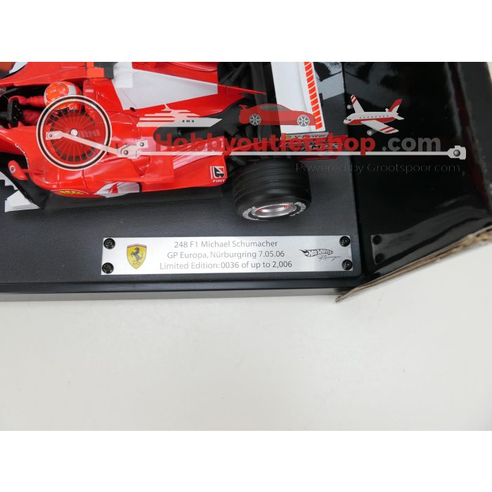 Schaal 1:18 Hot Wheels J2990 Ferrari 248 F1 Michael Schumacher gewinnt GP Europa, Nürburgring 2006 Limited Edition. #6024 - sku: 20240726022328 - Nieuw - Nieuwstaat - Afbeelding 4