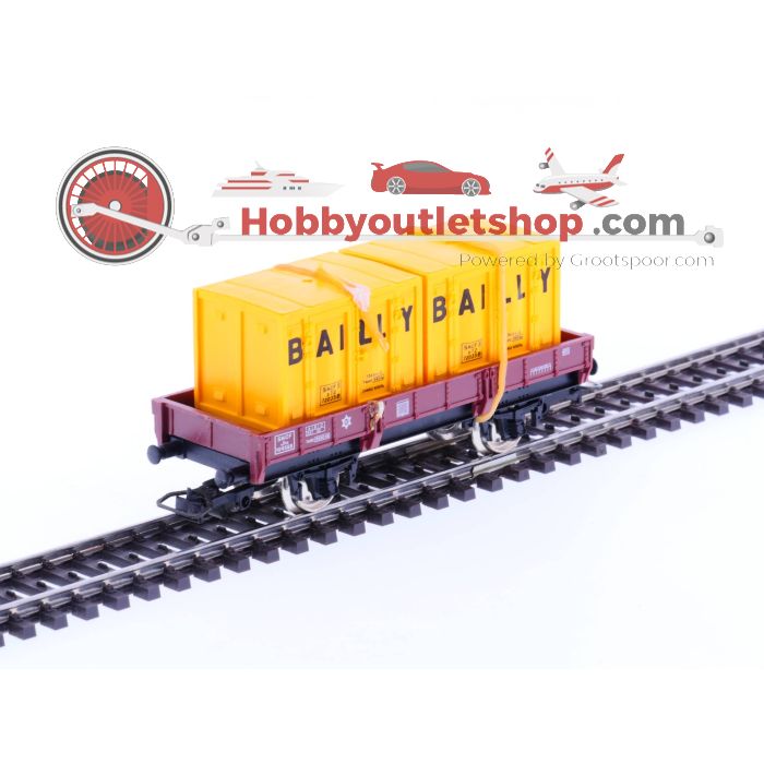 Schaal H0 Jouef 6450 SNCF Lageboordwagon met 2 Containers 2 stuks #2172 - sku: 20220827122945 - Gebruikt - Zo goed als nieuw - Afbeelding 3