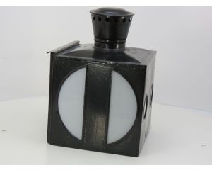 Draaischijf lantaarn oud met wit glas inlay