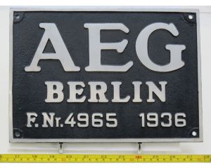 EisenbahnSchild AEG Berlin F.Nr.4965 1936