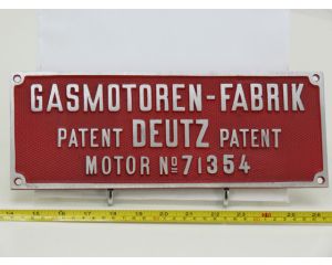 EisenbahnSchild Gasmotoren Fabrik DEUTZ Motor No 71354
