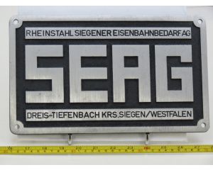 EisenbahnSchild SEAG Rheinstahl Siegenereisenbahnbedarf AG