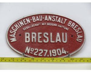 EisenbahnSchild Maschinen-Bau Anstalt Breslau No 227.1904