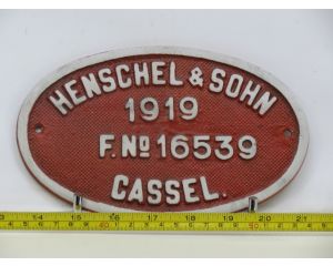 EisenbahnSchild Henschel & Sohn 1919 F.Nr. 16539 Cassel