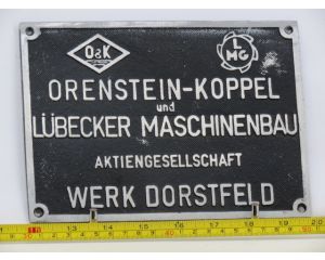 EisenbahnSchild O&K und Lübecker Maschinenbau Werk Dorstfeld