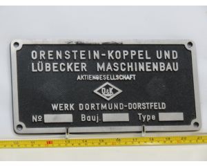 EisenbahnSchild O&K und Lübecker Maschinenbau Werk Dortmund-Dorstfeld