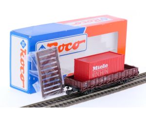 Schaal H0 Roco 46031 rongenwagen met Miele container van de DB #6738