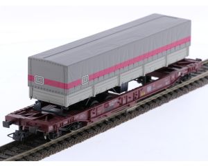 Schaal H0 Roco 66702 dieplader wagen Sdkms "DB-oplegger" van de DB #6853