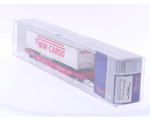 Schaal H0 Roco 66978 diepladerwagen Sdkms 707 "Nor-cargo" van de DB AG #6865