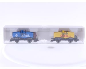 Schaal H0 Fleischmann 82 5430 K set van 2 ketelwagens Aral en Shell van de DB #6897