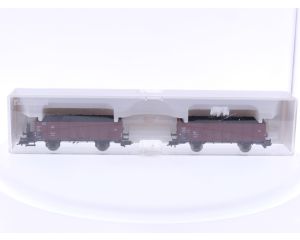 Schaal H0 Fleischmann 82 5215 K set van 2 goederenwagens beladen met kolen type Om 12 van de DB #6899